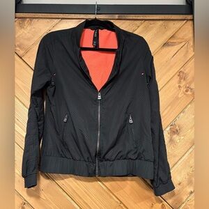 Lorna Jane Black and Pink Bomber Jacket with Athletic Style Small